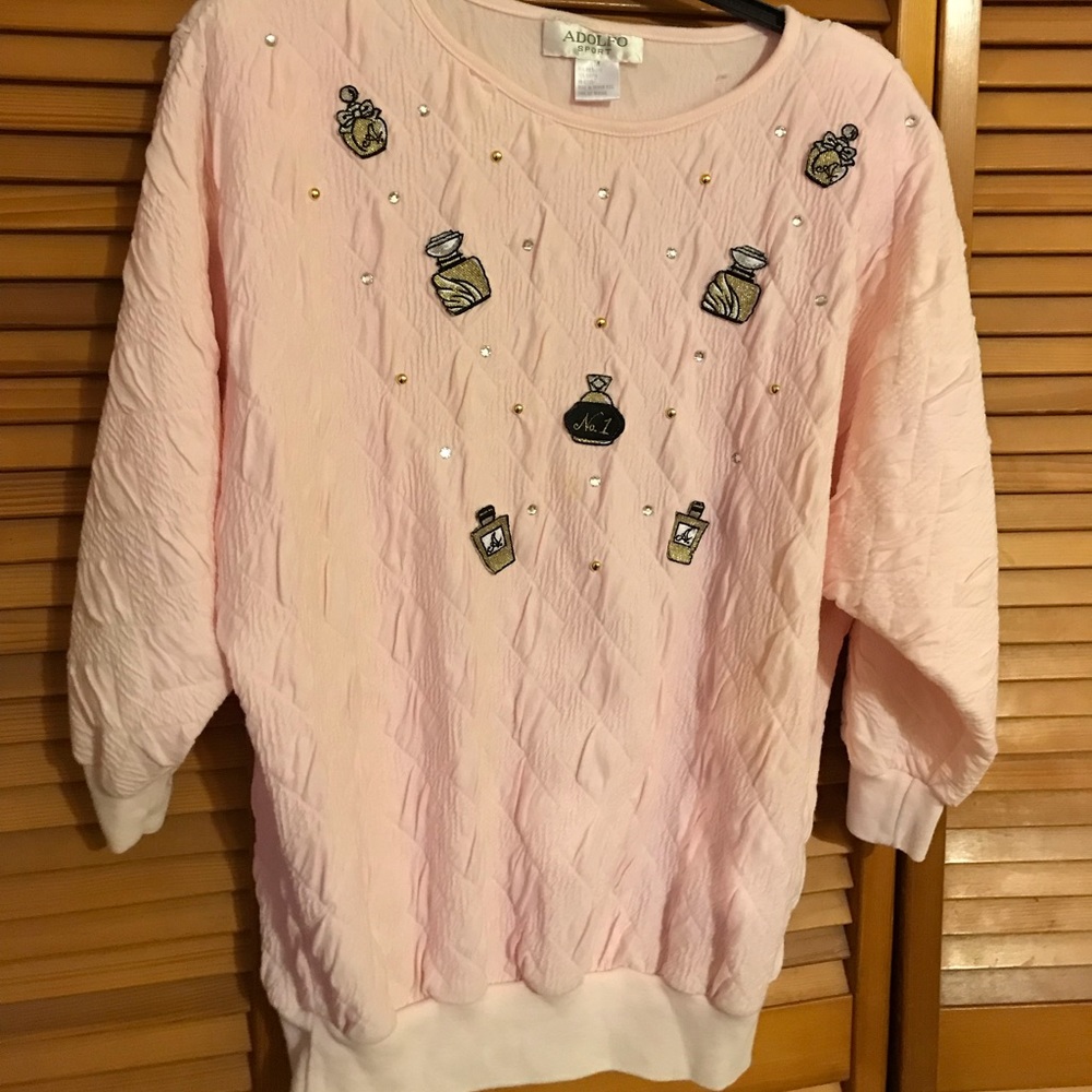 Vintage Adolfo Sport Pink Blouse Size M